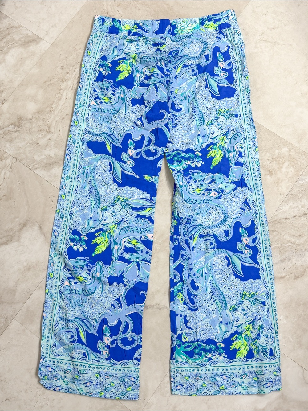 Lilly Pulitzer Blue Multi Paisley Wide-Leg Pants - Picture 7 of 7